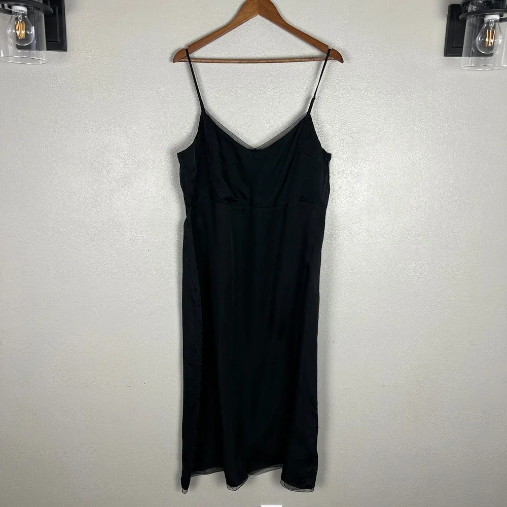 J Crew Collection Natasha Slip Dress 16 Black Whimsigoth Satin Romantic Feminine
